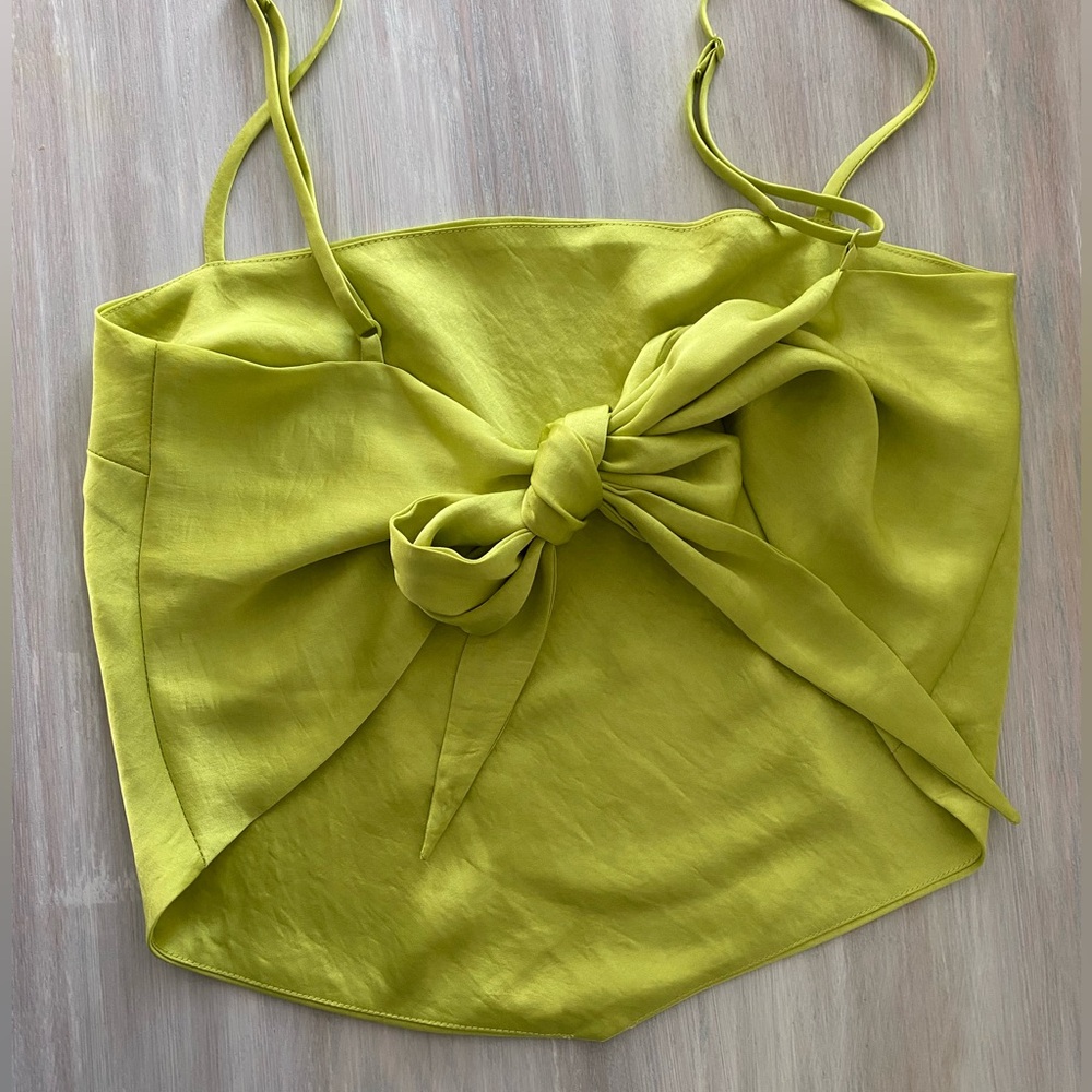 Aritzia Sunday Best Chartreuse Satin Top - Picture 5 of 9